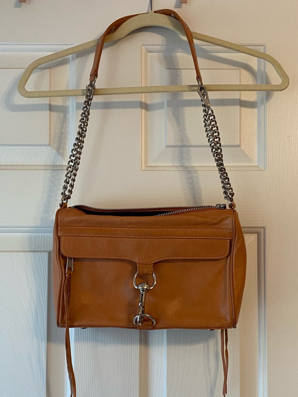 Rebecca Minkoff Tan Leather Shoulder Bag with Chain Strap